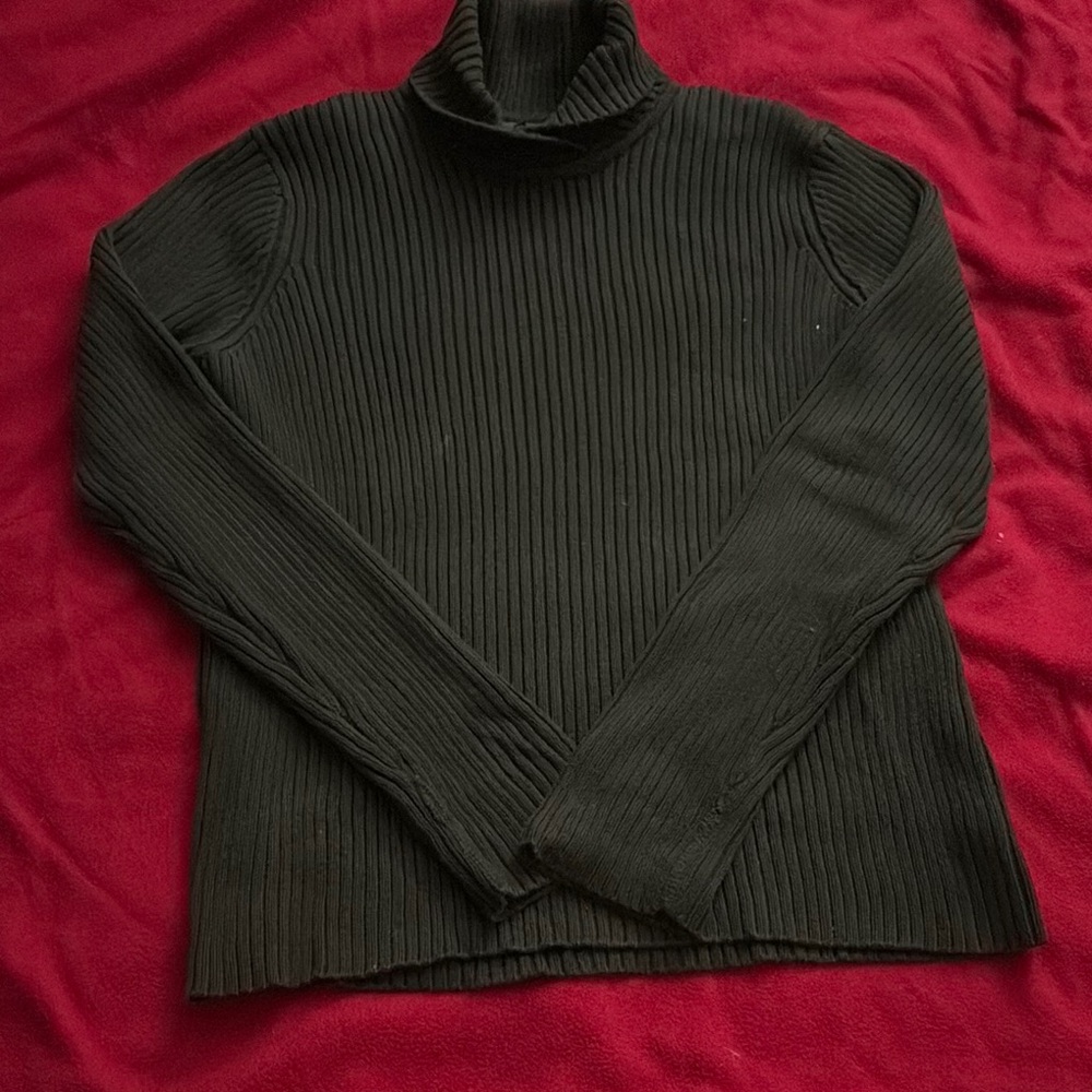 Lauren Ralph Lauren Black Ribbed Cowl Turtleneck Sweater